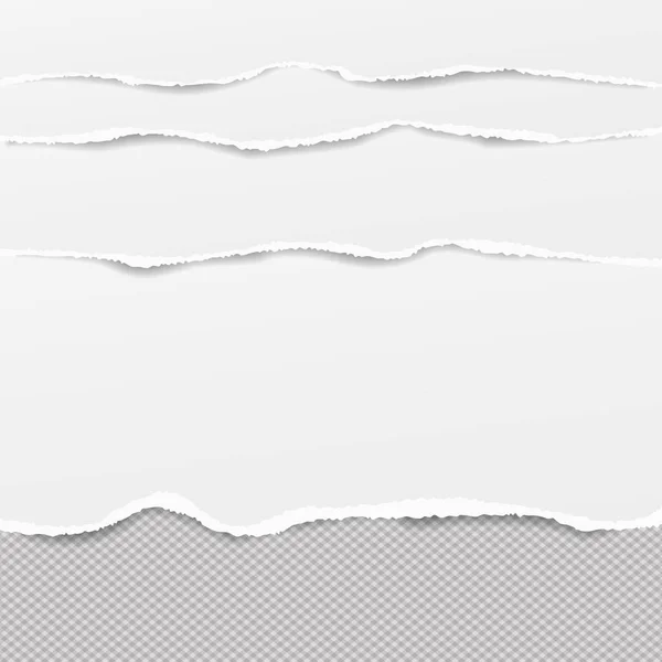 Vita horisontella slet remsor, Obs papper för text eller budskap på kvadrerade grå bakgrund — Stock vektor