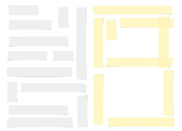 白色和黄色胶粘剂, 粘性, 掩蔽, 胶带的文本在白色背景 — 图库矢量图片