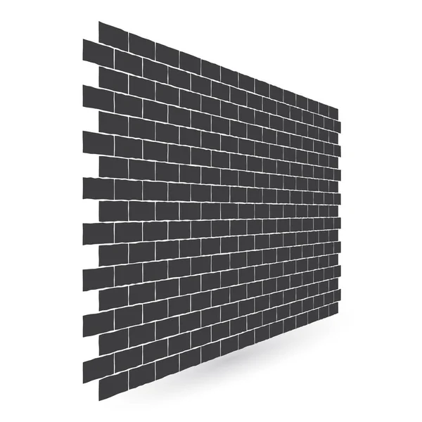 Diagonal Black Brick Wall Texture Perspective Isolated White Background — Stock Vector