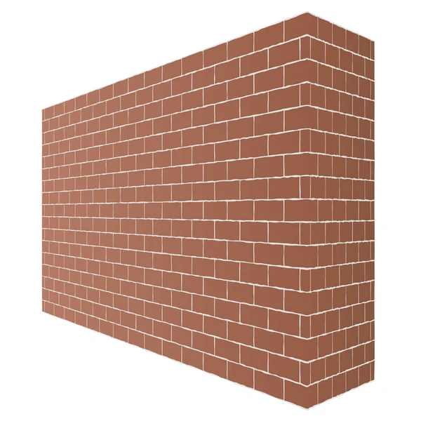 Diagonal brunt tegel vägg textur med ett perspektiv är isolerade på vit bakgrund. — Stock vektor