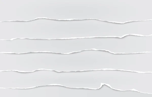 Beyaz yatay yırtık kağıt şeritler, metin veya ileti için not kağıdı yırtılmış ayarla — Stok Vektör