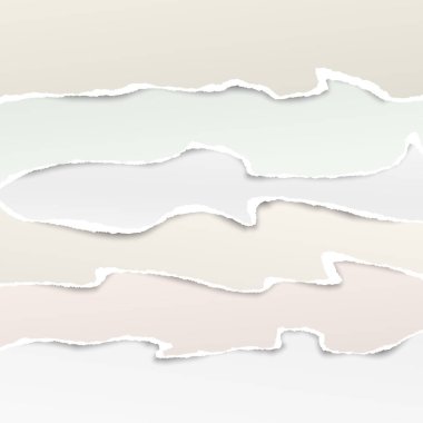 Kahverengi ve beyaz yatay kağıt şeritler, metin veya ileti için not kağıdı Yırtık sökük. Vektör çizim