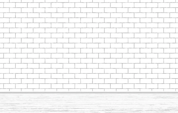Rectangle white brick wall texture with wooden floor. Vector illustration. — Stock Vector