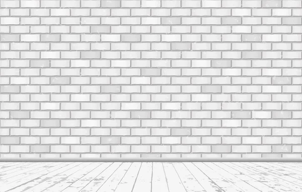 Rectángulo textura de pared de ladrillo blanco con piso de madera. Ilustración vectorial . — Vector de stock