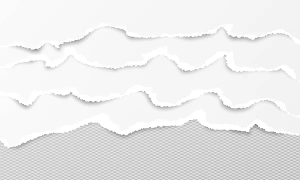 Lot de bandes de papier déchiqueté horizontal blanc, papier de note déchiré pour texte ou message. Illustration vectorielle — Image vectorielle