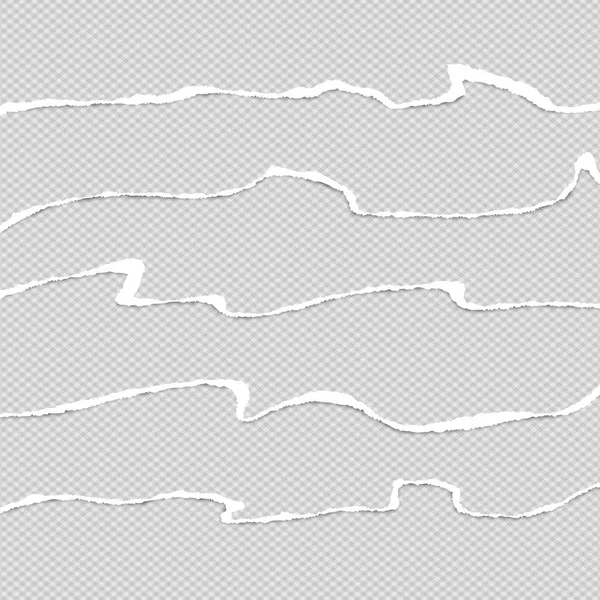 Las tiras de papel rasgadas horizontales blancas para texto o mensaje están sobre fondo cuadrado gris. Ilustración vectorial — Archivo Imágenes Vectoriales