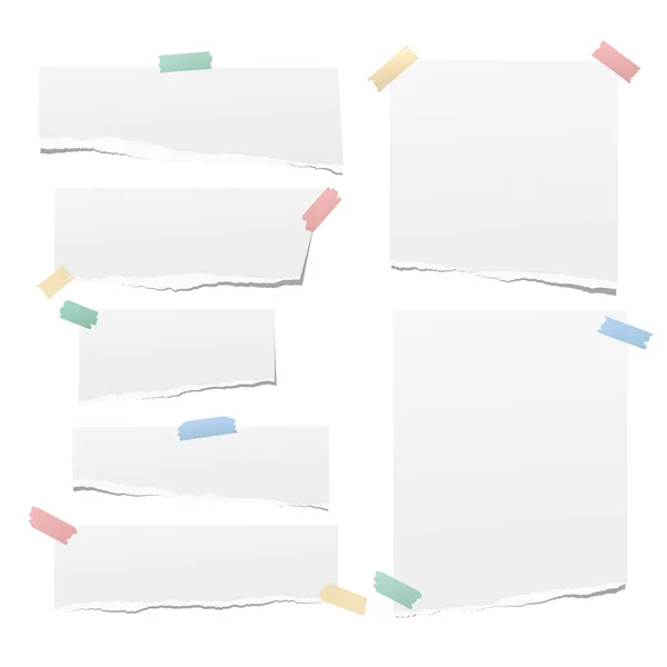 White Note Notebook Paper Strips Torn Edges Stuck Colorful Sticky — Stock Vector