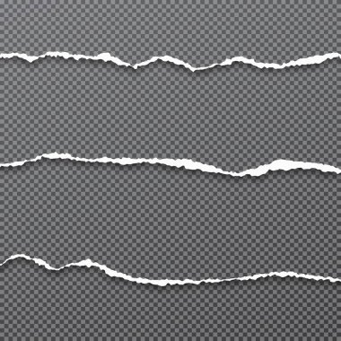 Kare siyah arka plan üzerine beyaz yatay yırtık kağıt şeritler vardır. Vektör çizim