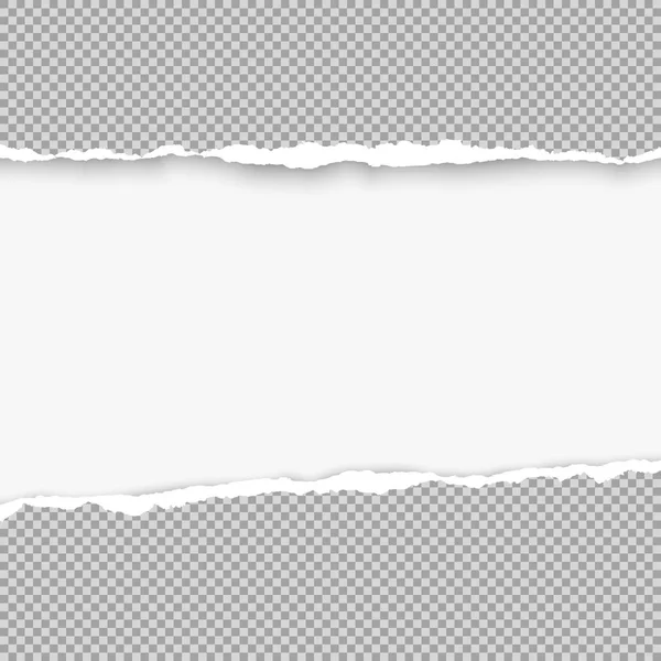 Papel gris rasgado cuadrado para texto o mensaje sobre fondo blanco. Ilustración vectorial — Archivo Imágenes Vectoriales