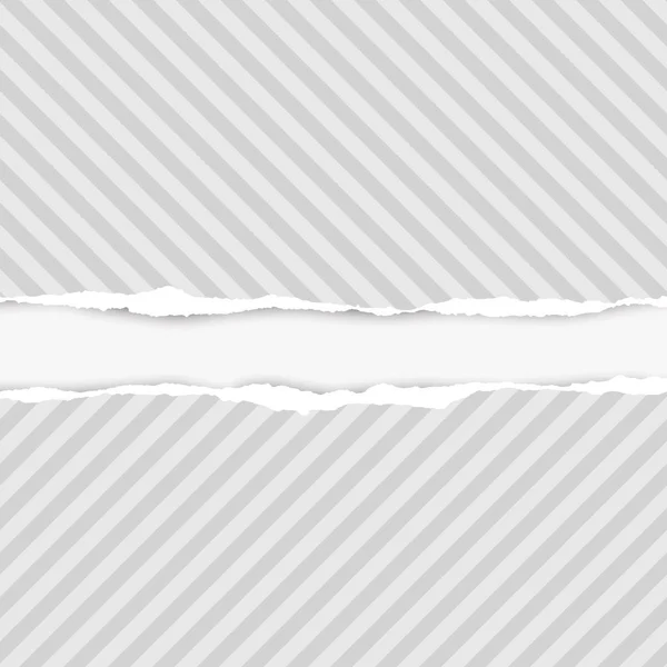 Подкладка разорванной горизонтальной серой бумаги для текста или сообщения находится на белом фоне. Векторная иллюстрация — стоковый вектор