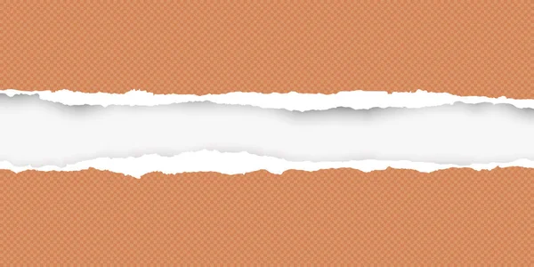 Kvadrerade rippade horisontella orange papper för text eller budskap är på vit bakgrund. Vektorillustration — Stock vektor