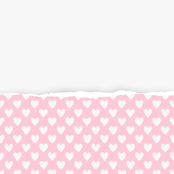 Άρπαξαν οριζόντιες ροζ χαρτί με μοτίβο καρδιά σχήματα για κείμενο ή μήνυμα σε λευκό φόντο. Εικονογράφηση διάνυσμα — Διανυσματικό Αρχείο