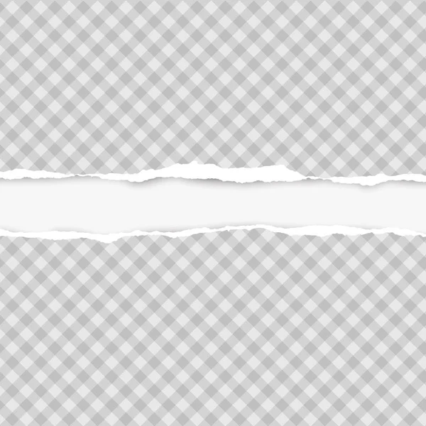 Papel cinzento horizontal rasgado quadrado para texto ou mensagem estão no fundo branco. Ilustração vetorial —  Vetores de Stock