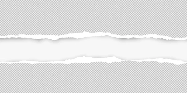 Papel gris horizontal rasgado cuadrado para texto o mensaje sobre fondo blanco. Ilustración vectorial — Archivo Imágenes Vectoriales