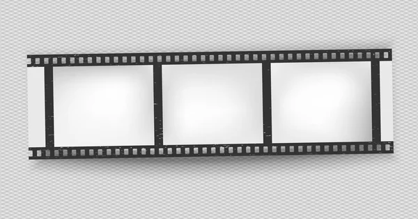 Tira de película grunge rayada negra con sombra sobre fondo cuadrado. Vector . — Archivo Imágenes Vectoriales