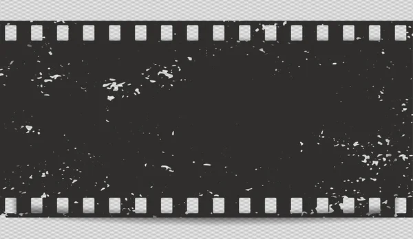 Schwarzer zerkratzter horizontaler Grunge-Filmstreifen mit Schatten für Werbetext, Hintergrund. Vektorillustration. — Stockvektor