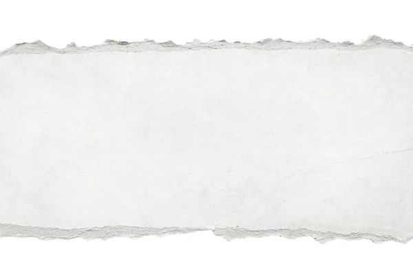 Recyklované bílé roztrhané horizontální Poznámka papíru textura, světlé pozadí. — Stock fotografie
