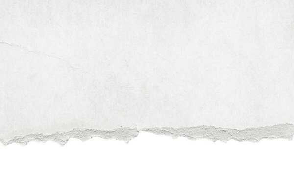 Recycled white torn horizontal note paper texture, light background.