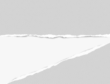 Metin veya ileti için sökük kare gri kağıt beyaz arka plan üzerinde vardır. Vektör çizim