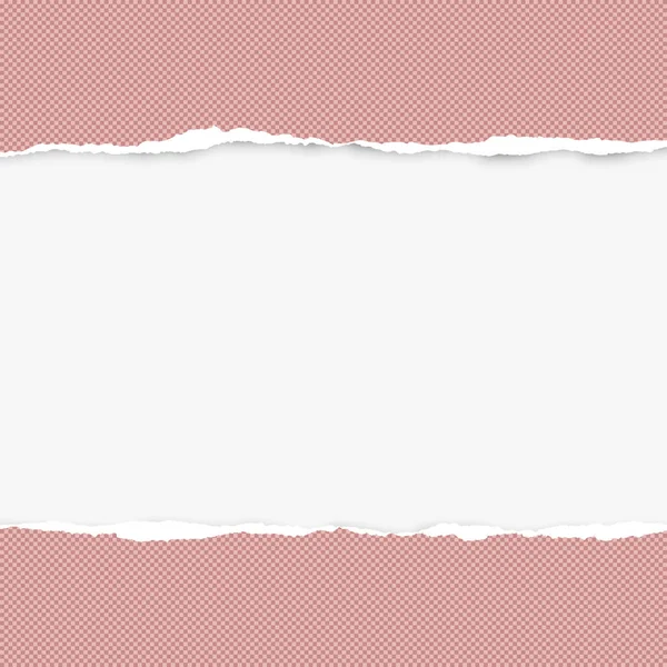 Papel horizontal rosa quadrado rasgado para texto ou mensagem estão no fundo branco. Ilustração vetorial —  Vetores de Stock