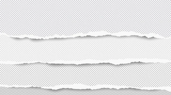 Tiras de papel blanco horizontales rasgadas al cuadrado para texto o mensaje están sobre fondo blanco. Ilustración vectorial — Archivo Imágenes Vectoriales