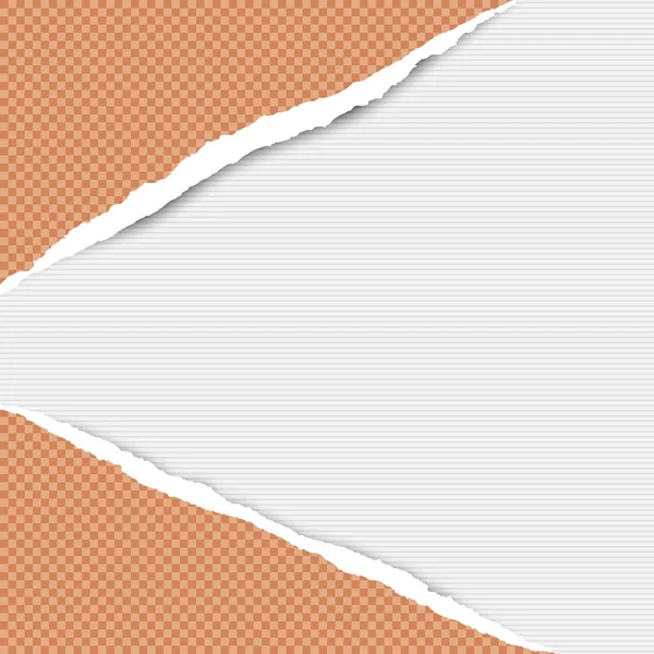 O przekątnej rozdarty pomarańczowy kwadrat papier paski do tekstu lub wiadomości są na białym pokryte podłoże. Ilustracja wektorowa — Wektor stockowy