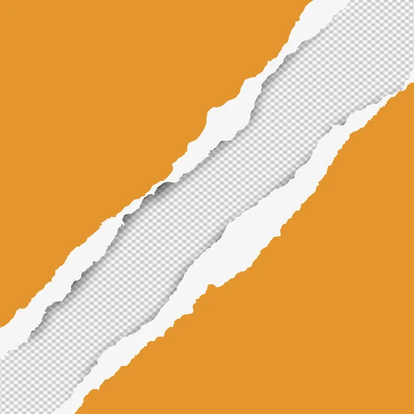 对角线撕裂橙色纸带的文本或消息是在白色的平方背景。向量例证 — 图库矢量图片