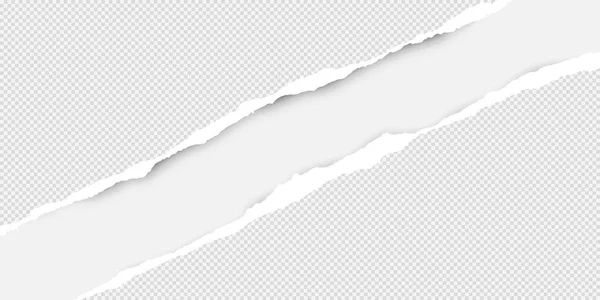 Çapraz beyaz yırtık kağıt şeritler metin veya ileti için beyaz arka plan üzerinde olan kare. Vektör çizim — Stok Vektör