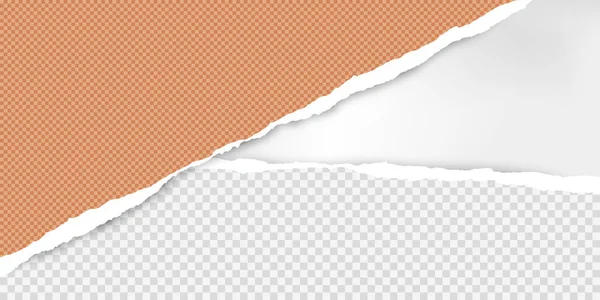 在角落的撕裂平方橙色纸是在白色背景与文本的空间。向量例证 — 图库矢量图片