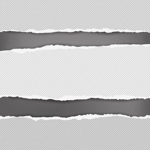 Zerrissene quadratische weiße horizontale Papier sind auf schwarzem Hintergrund mit Platz für Text. Vektorillustration — Stockvektor