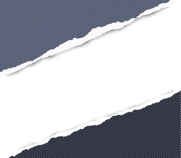 Zerrissene quadratische dunkelblaue Papier in den Ecken sind auf weißem Hintergrund mit Platz für Text. Vektorillustration — Stockvektor