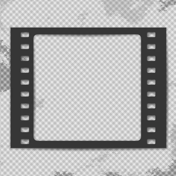 La tira de película grunge negra con sombra está sobre un fondo manchado al cuadrado. Ilustración vectorial — Vector de stock