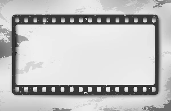 Schwarzer Grunge-Filmstreifen mit Schatten auf fleckigem Hintergrund. Vektorillustration — Stockvektor