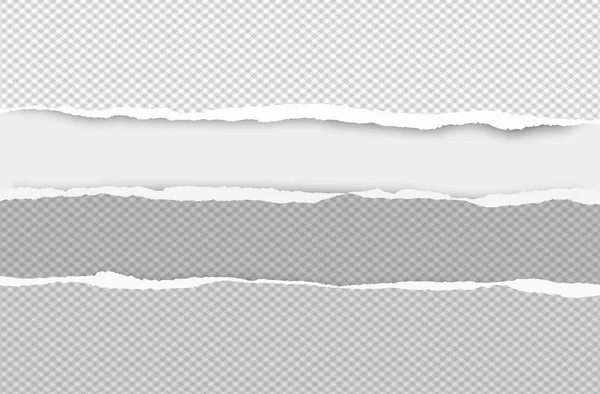 Conjunto de papel horizontal gris rasgado al cuadrado sobre fondo blanco con espacio para el texto. Ilustración vectorial — Archivo Imágenes Vectoriales