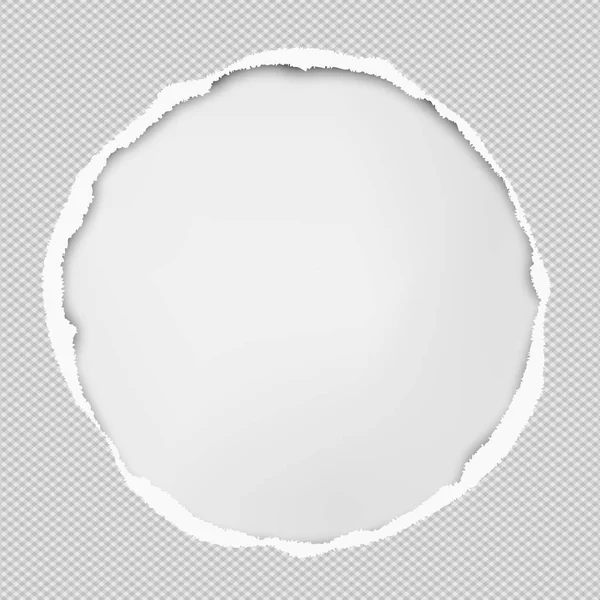 A composição de papel redonda com bordas rasgadas e sombra suave está no fundo branco. Ilustração vetorial —  Vetores de Stock