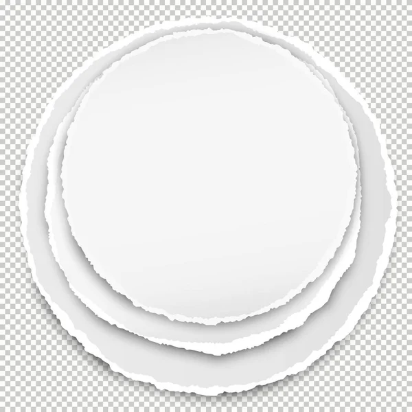 Σετ λευκά στρογγυλά χαρτί με σκισμένες άκρες στο κέντρο των τετραγώνων φόντο. Εικονογράφηση διάνυσμα — Διανυσματικό Αρχείο