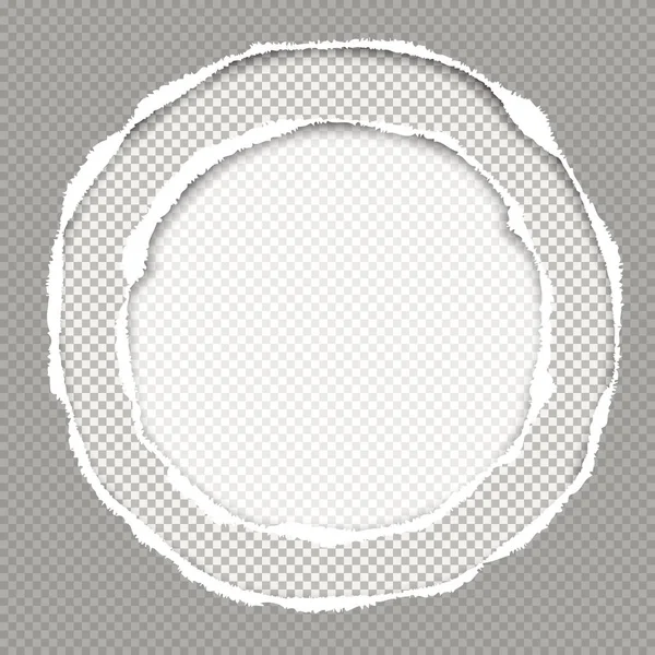 Carta grigia squadrata, composizione rotonda con bordi strappati e morbida ombra sono su sfondo bianco. Illustrazione vettoriale — Vettoriale Stock