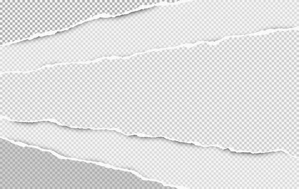 Roztrhané hranaté bílé vodorovné papír proužky s prostorem pro text. Vektorový obrázek pozadí — Stockový vektor