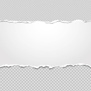 Metin için alan ile yırtık kare ve beyaz yatay kağıt şeritler. Vektör Illustration arka plan