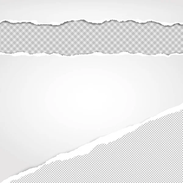 Las tiras de papel horizontales blancas rotas están sobre un fondo cuadrado. Ilustración vectorial — Archivo Imágenes Vectoriales