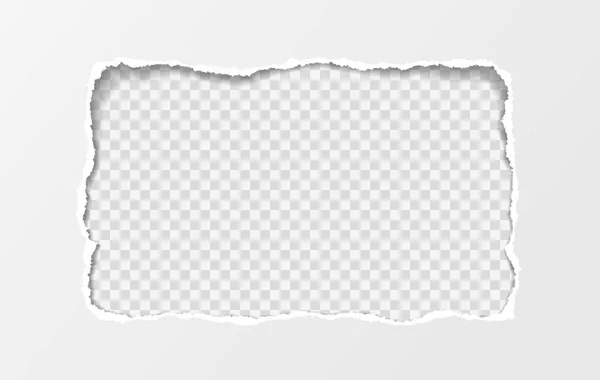 Zerrissener weißer Papierrahmen für Text auf kariertem Hintergrund. Vektorillustration — Stockvektor