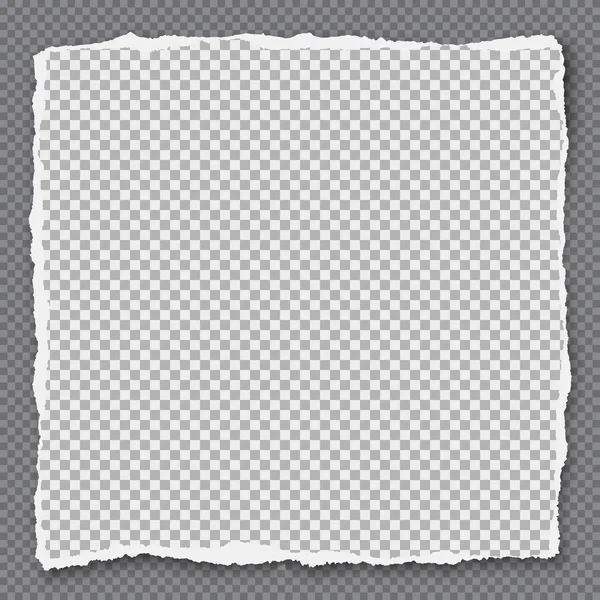 Un trozo de papel desgarrado y cuadrado con una sombra suave está sobre un fondo gris. Ilustración vectorial — Archivo Imágenes Vectoriales