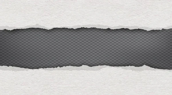 Darab fehér szakadt újrahasznosítása vízszintes papír csíkok a fekete háttér. Vektorgrafikus sablon szemléltetése — Stock Vector