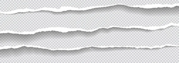 Déchirées bandes de papier blanc et horizontal avec ombre douce sont sur fond carré. Illustration vectorielle — Image vectorielle
