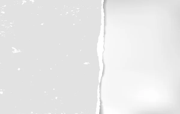 Pedazo de rasgado, rasgado tiras de papel de nota gris deshilachado con sombra suave está en el fondo blanco para el mensaje o la publicidad. Ilustración vectorial — Vector de stock