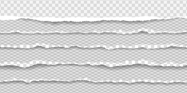 Zerrissene quadratische horizontale Papierstreifen mit sanftem Schatten. Vektor Illustration Hintergrund — Stockvektor