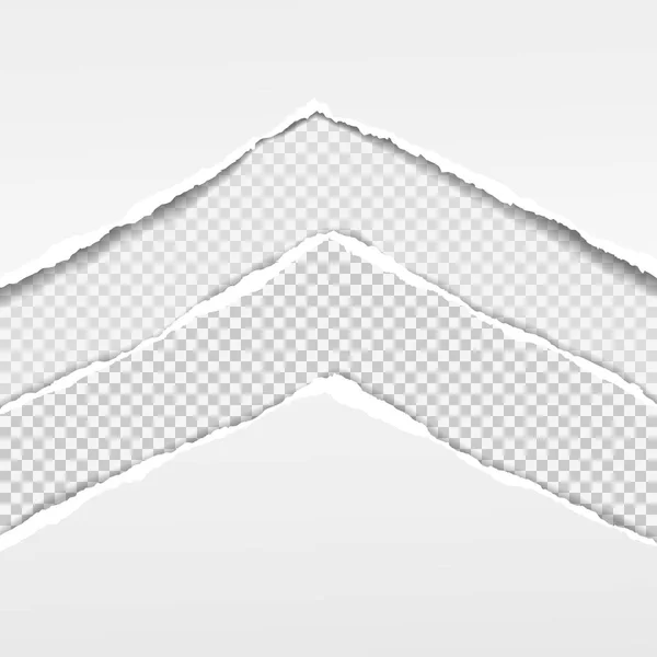 La carta strappata, strappata, bianca e quadrata con ombra morbida è su sfondo quadrato. Illustrazione modello vettore — Vettoriale Stock