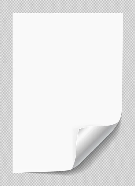 제곱 회색 배경 텍스트 또는 광고 메시지에 대 한 컬된 모서리와 흰색 노트북 종이 — 스톡 벡터