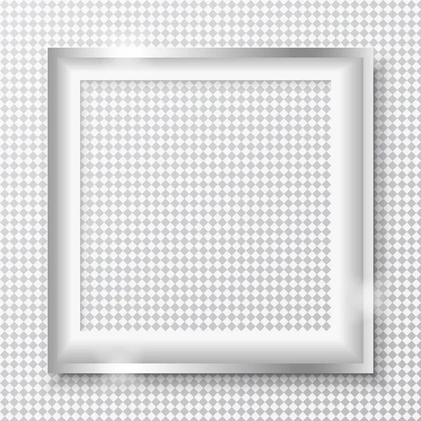 White square frame with soft shadow for text or picture is on squared gray background — 스톡 벡터