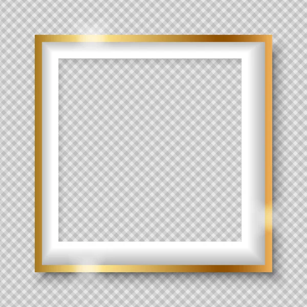 Marco cuadrado dorado con sombra suave para texto o imagen sobre fondo gris cuadrado — Vector de stock